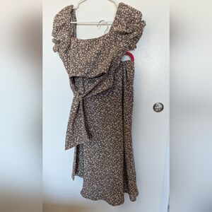 Altar'd State Brown Floral Midi Dress